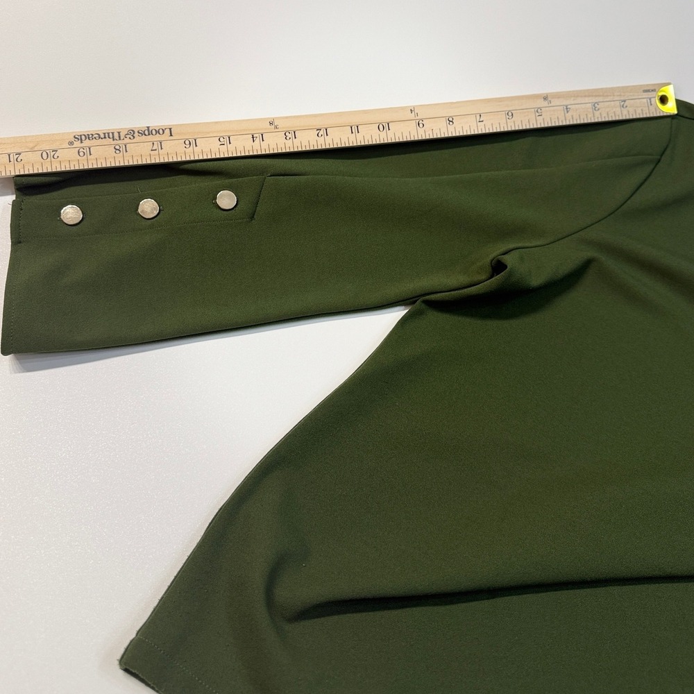 Ann Taylor Olive Green Bell‎ Sleeve Button Detail Top Size L - Picture 7 of 9